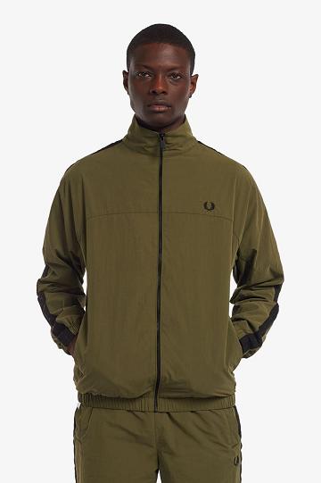 Green Fred Perry Tonal Taped Shell Men's Jackets | PH 1266BEXC